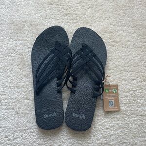 Sanuk Black Strappy Flip-Flops